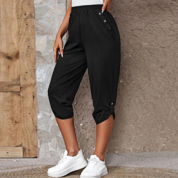 Women's Casual Capri Pants with Elastic Waist