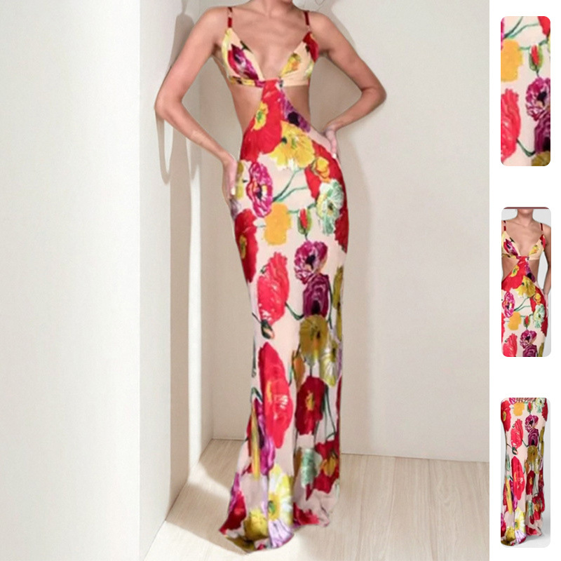 Women's Floral Bodycon Cami Long Dress