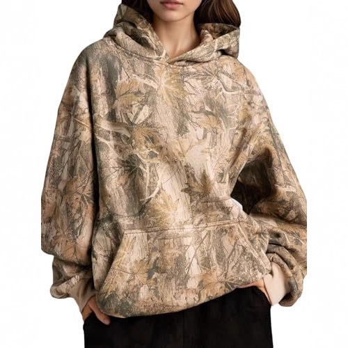Women's Tree Leaf Leopard Print Hoodie