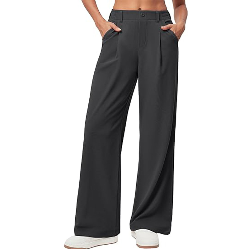 High-Waist Wide-Leg Drapey Casual Pants for Women