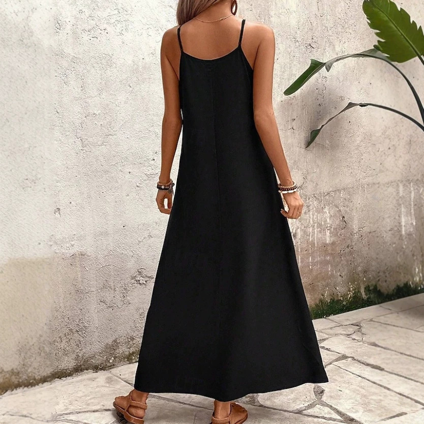 Women's Loose Beach Cover-Up Printed Cami Maxi Dress