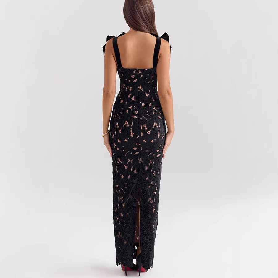 Women's Solid Cutout Bow Bodycon Dress