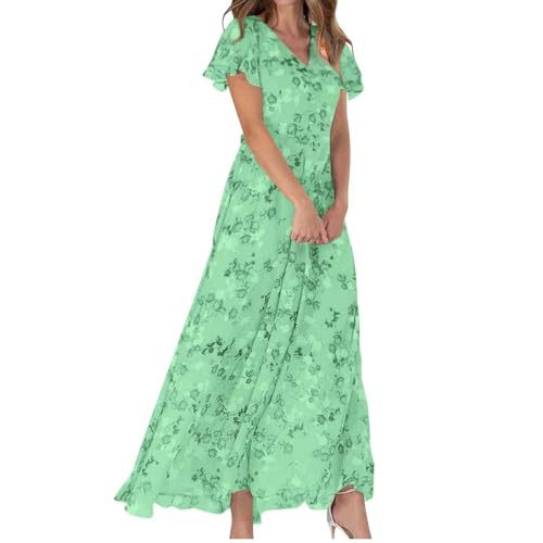 Women's Butterfly Floral Print Ruched Midi Dress Deep V-Neck Sleeveless Slim Fit