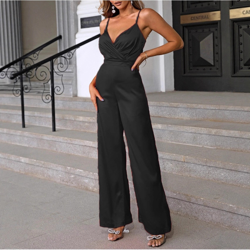 High-Waist V-Neck Wide-Leg Cami Jumpsuit