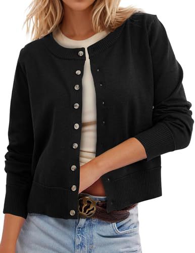Women's Polka Dot Print Button Cardigan Sweater