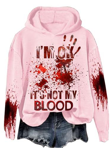 Women's Blood Stain Letter Print Casual Hoodie