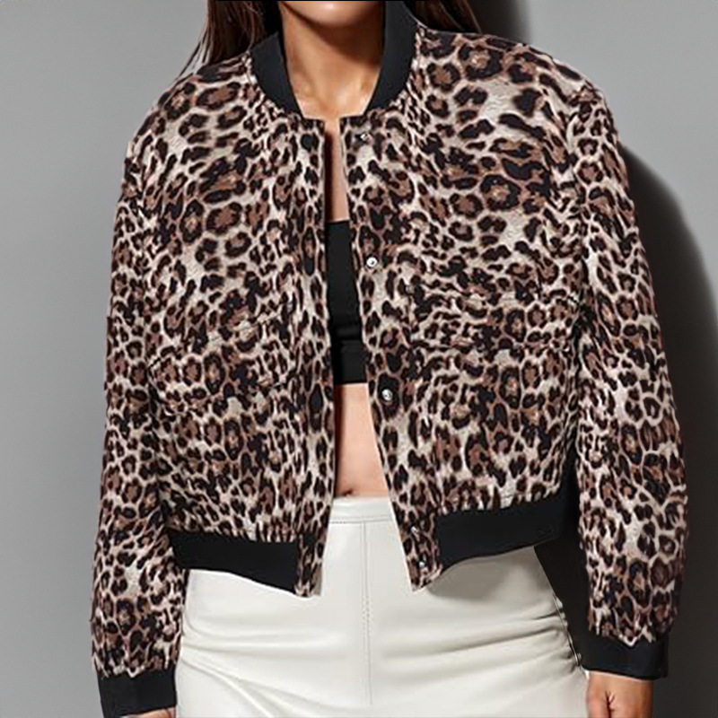 Women's Round Neck Single-Breasted Solid Color Long-Sleeve Jacket