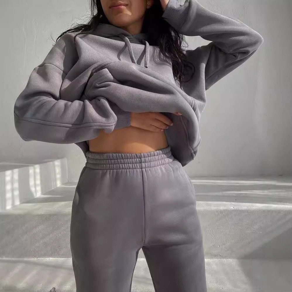 Fleece-Lined Hoodie and Pants Two-Piece Set