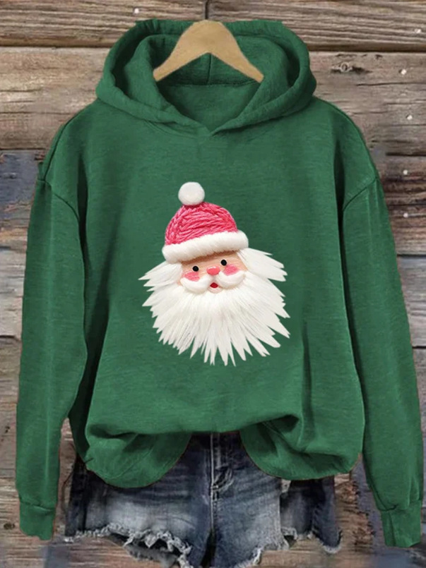 Women's Letter Snowman Christmas Reindeer Wine Glass Print Hoodie