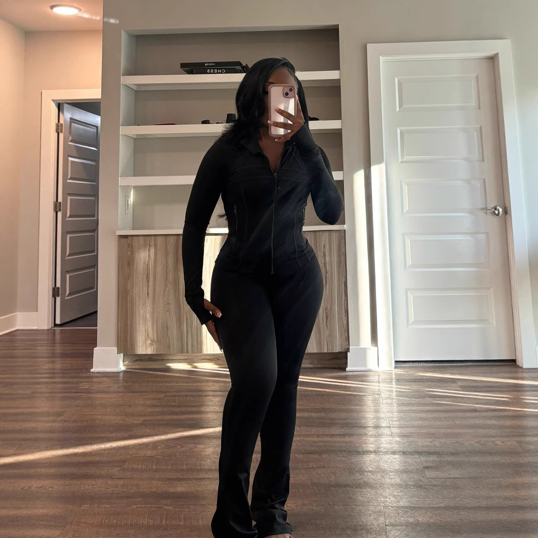 Sexy Slim Long-Sleeve Flared Two-Piece Set
