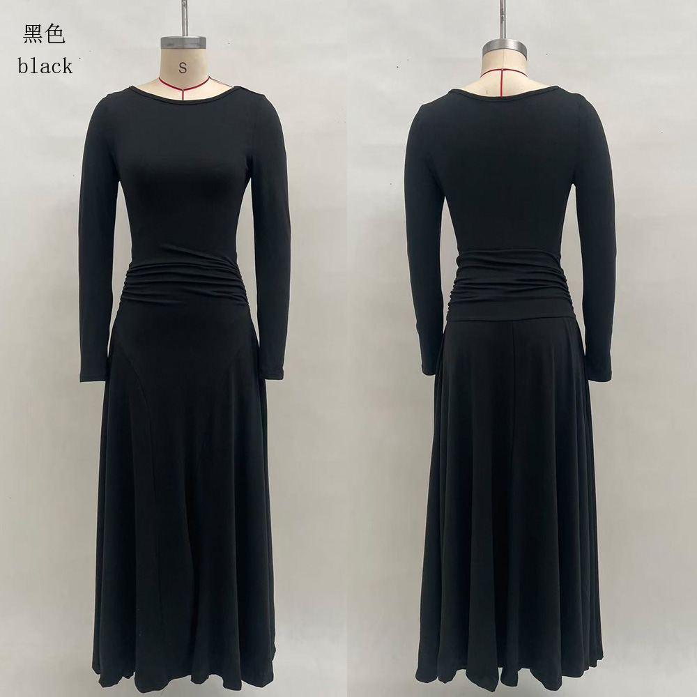 Solid Color Wrap Boat Neck Slimming Dress