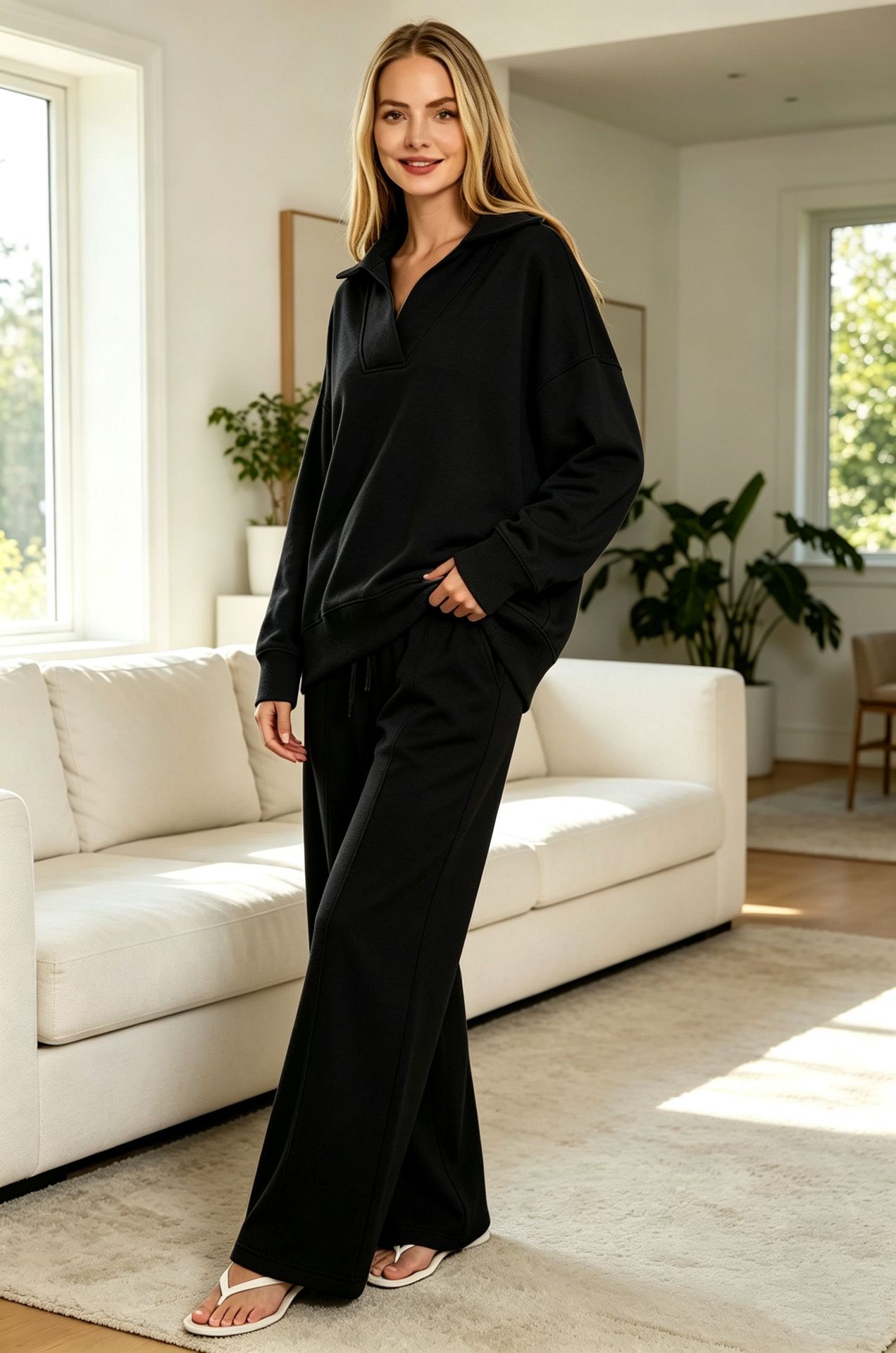 Women's Loose Casual Lapel Long Sleeve Top