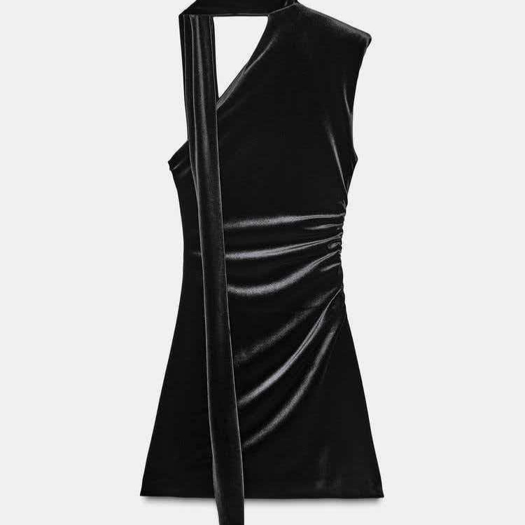 Women's Velvet One-Shoulder Bodycon Midi Dress
