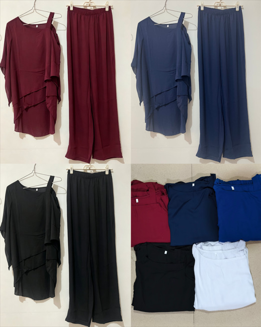 Batwing Sleeve Off-Shoulder Top and Pants Two-Piece Set