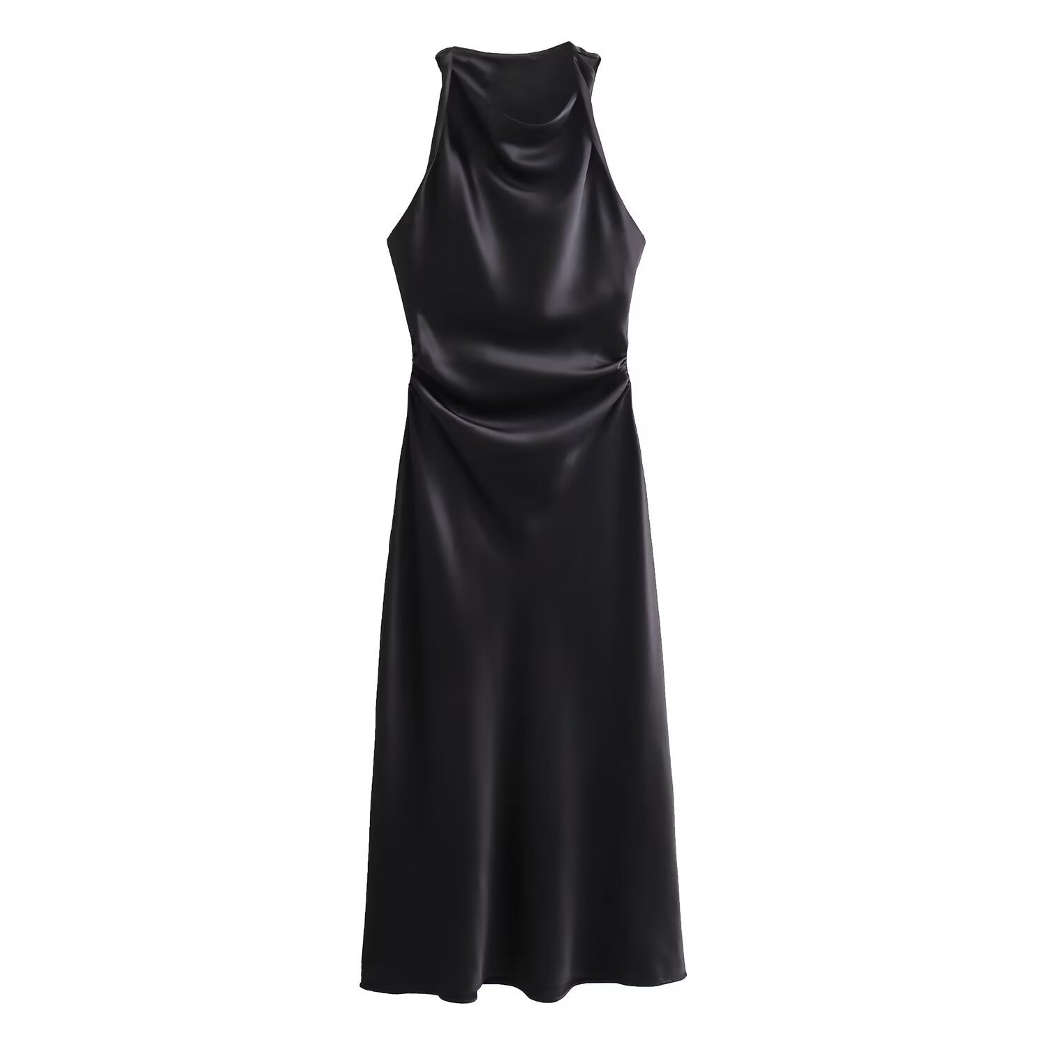 Satin-Feel Sleeveless Midi Dress