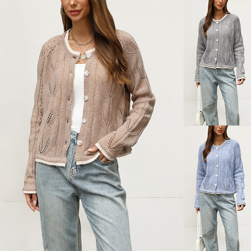 Women's Loose Long Sleeve Knit Cardigan Button-Up Sweater Coat