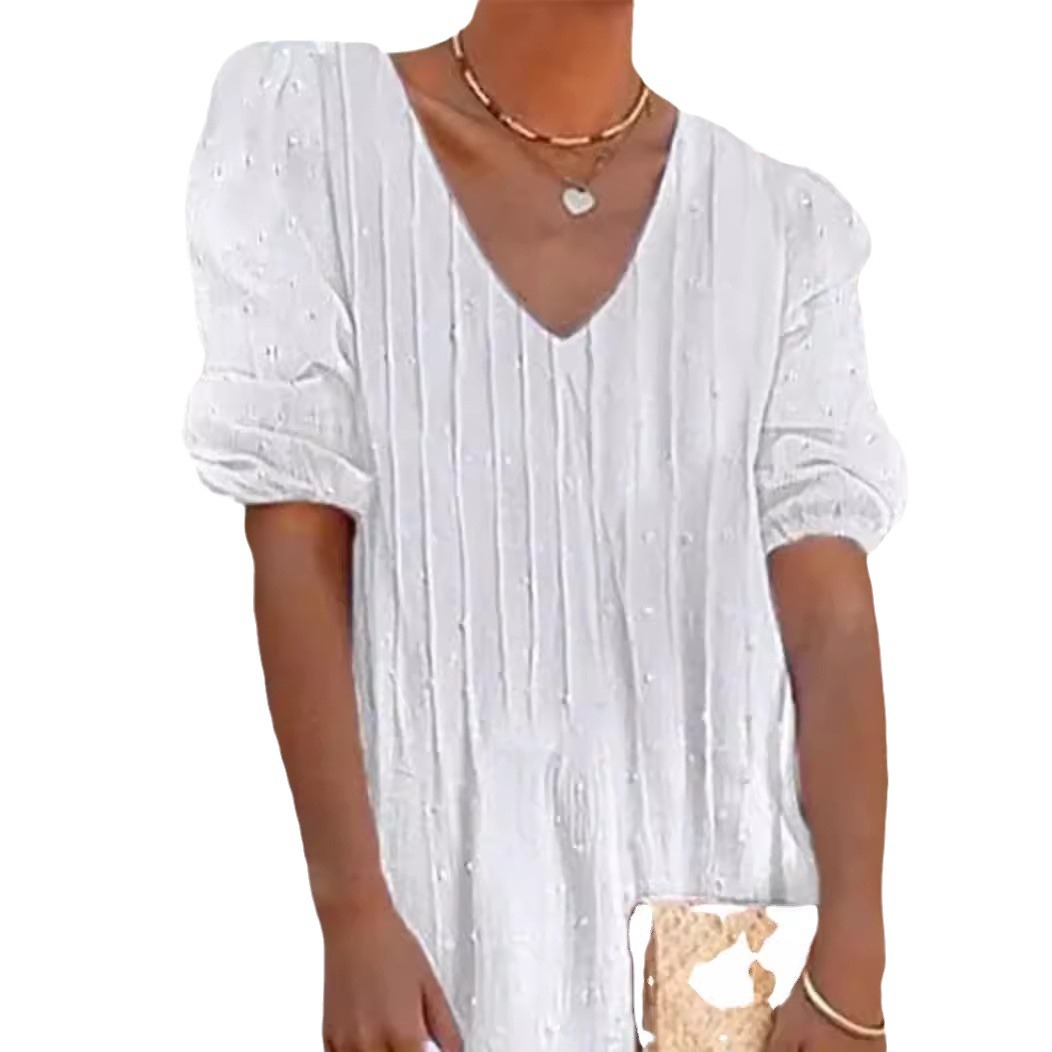 Women's Lace Summer Dress with Pom-Pom Trim and Ruffle Hem