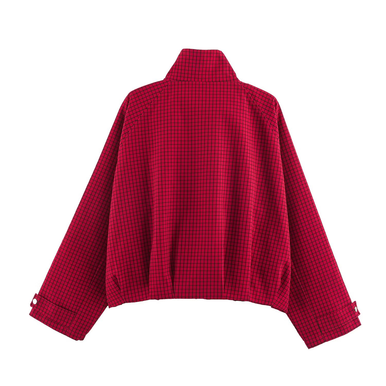 Women's Plaid Bomber Jacket Casual Loose Fit