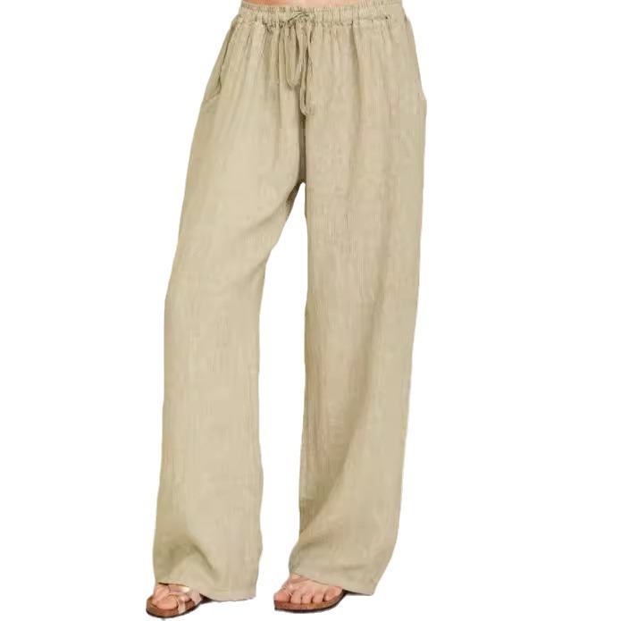 Women's Casual Loose Drawstring Wide-Leg Pants