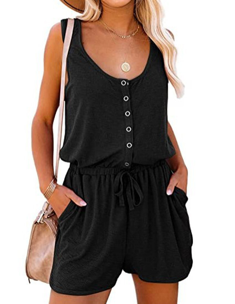 Women's Sleeveless Wide-Leg Romper with Tie Waist
