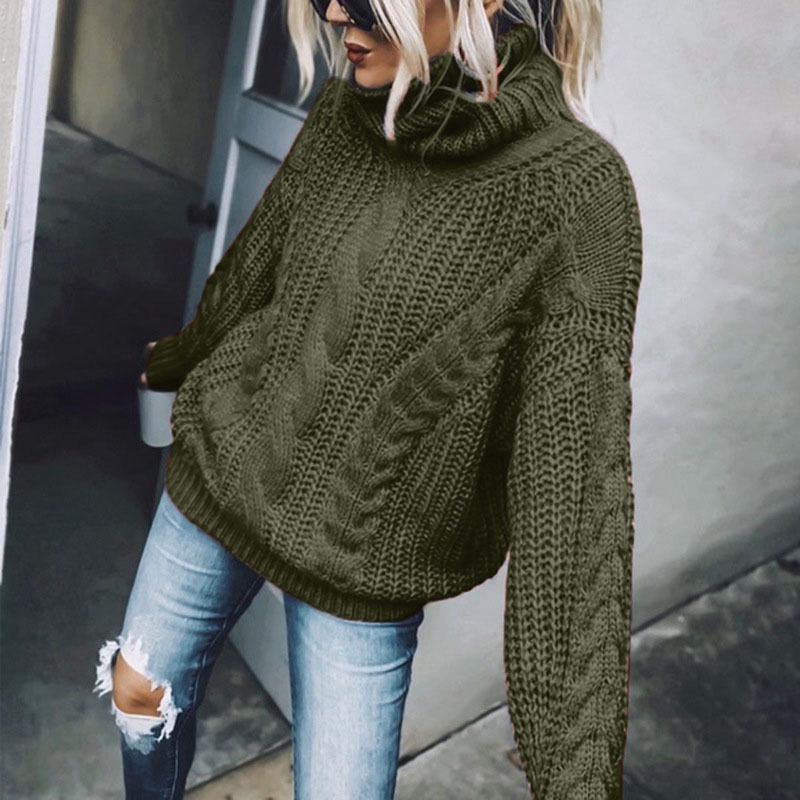 Women's Solid Turtleneck Knit Sweater