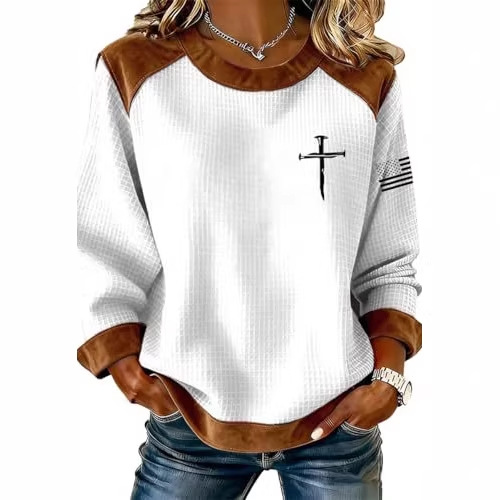Women's Cross Colorful Print Crewneck Sweatshirt