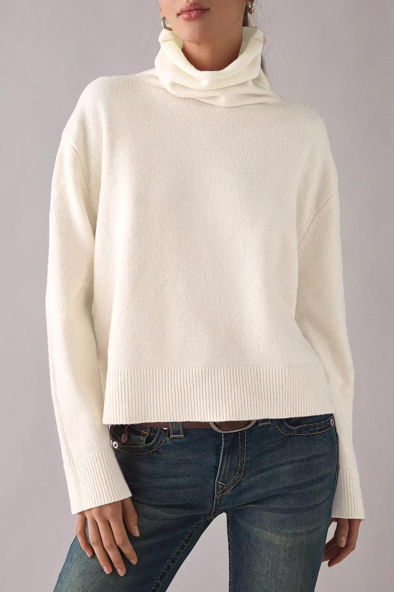 Women's Pullover Knit Turtleneck Sweater Solid Color