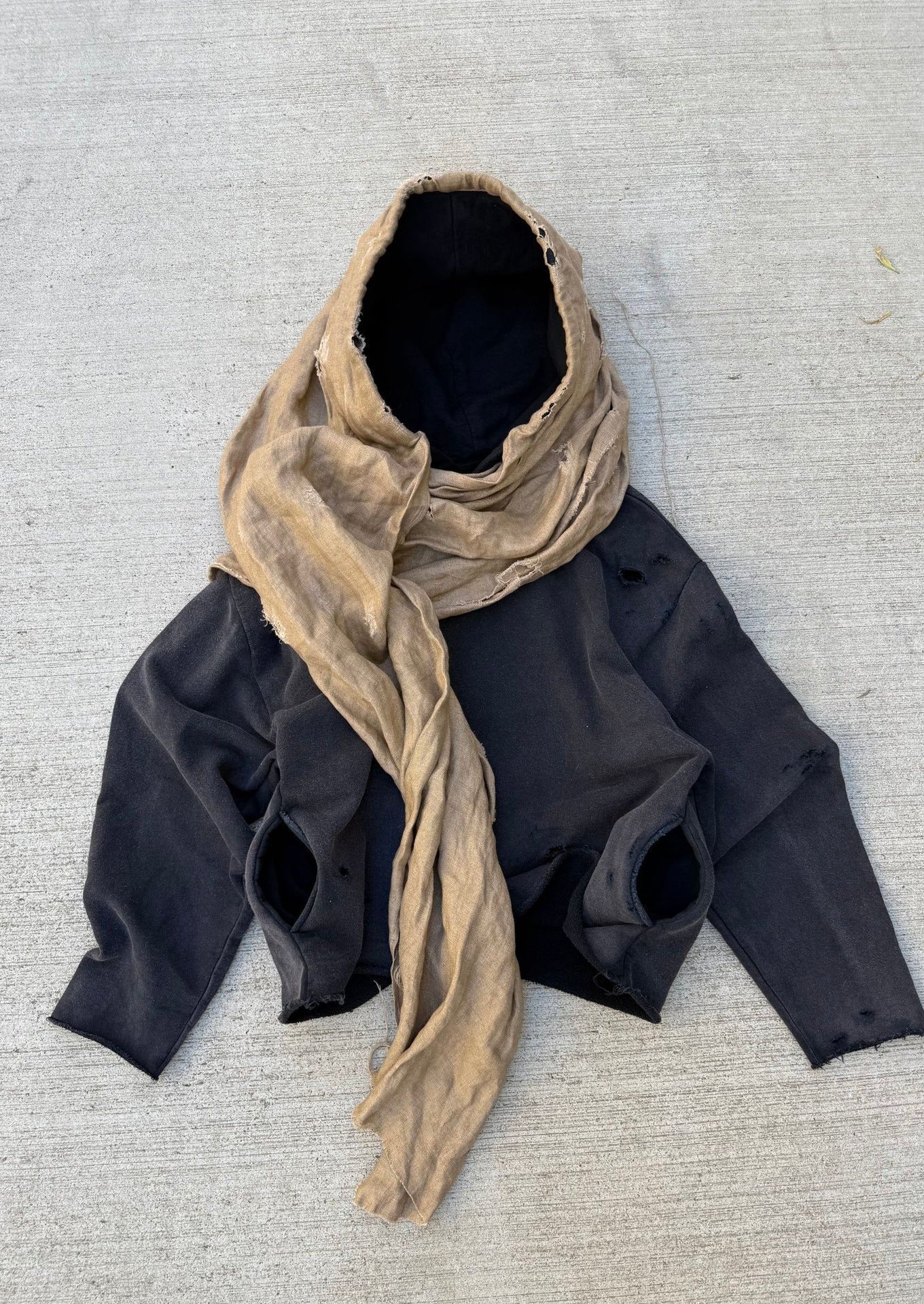 Women's Hooded Sweatshirt with Scarf Color Block Streetwear