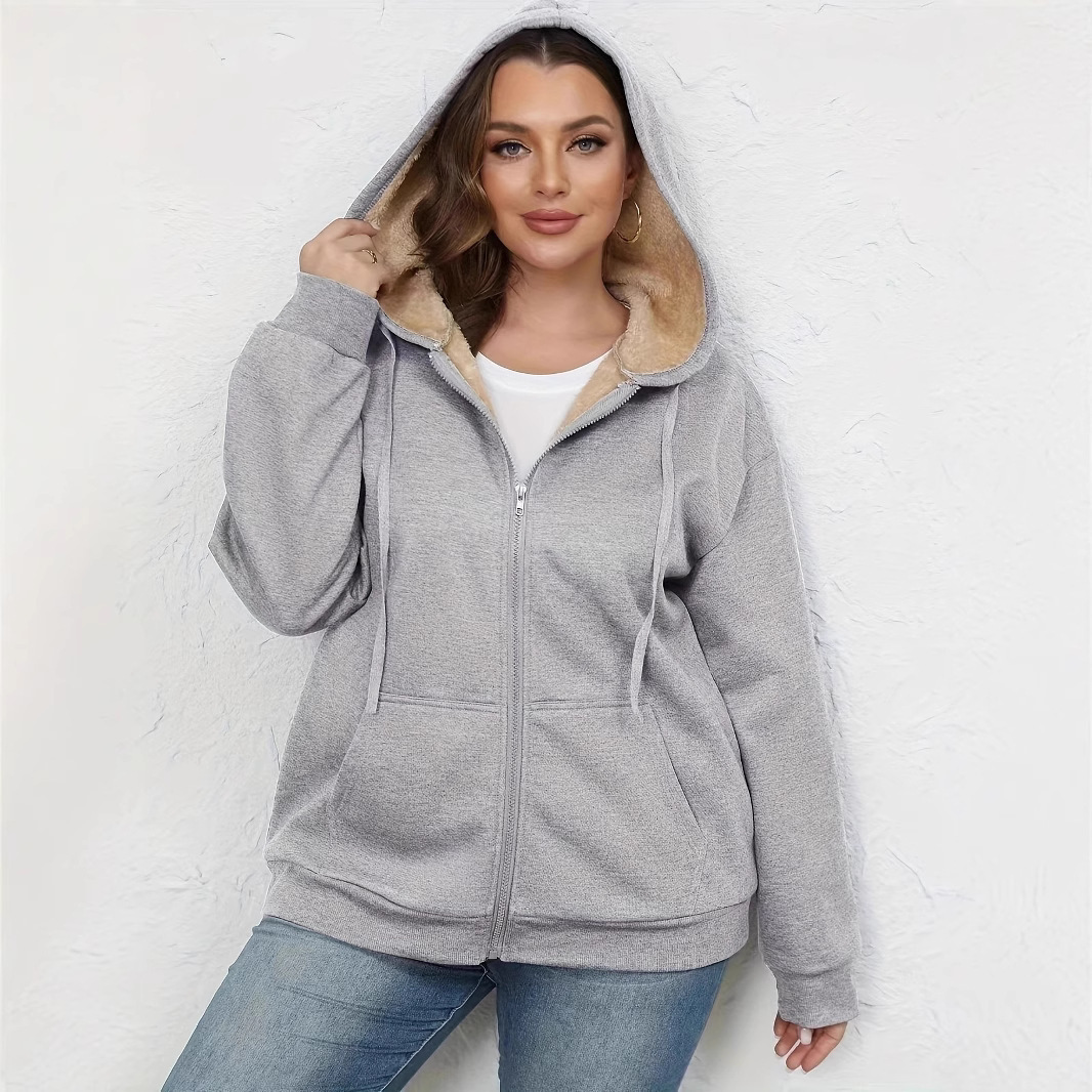 Women's Winter Warm Fleece Hooded Zip-Up Sweatshirt Jacket Thick