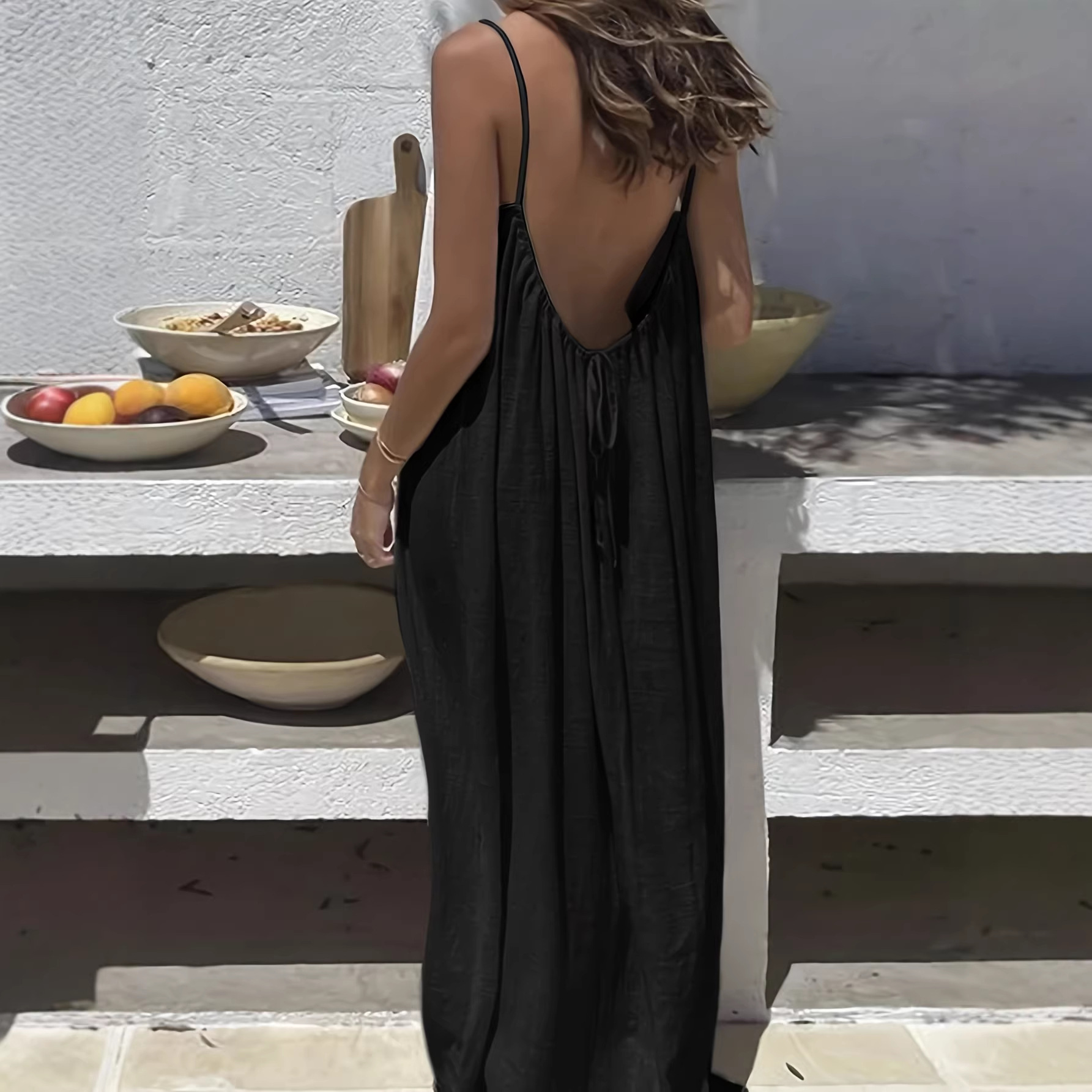 Women's Sleeveless Open-Back Loose Loungewear Dress