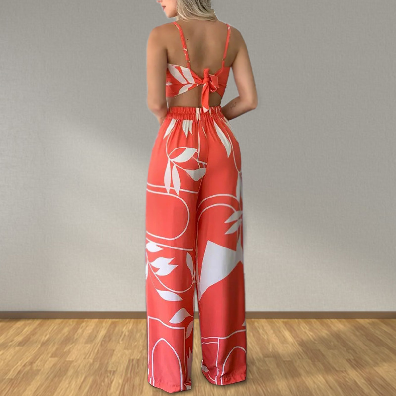 Women's Two-Piece Set Sleeveless Vest and Straight-Leg Pants