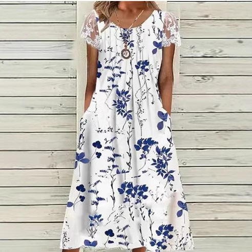 Women's Floral Print Sleeveless Midi A-Line Dress