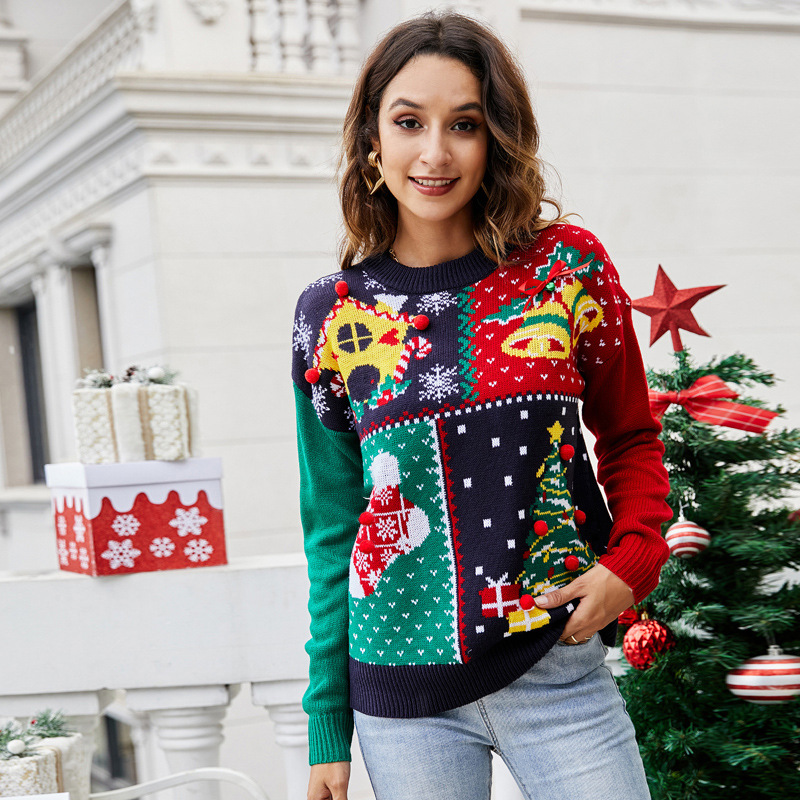 Snowflake Christmas Tree Pullover Knit Sweater