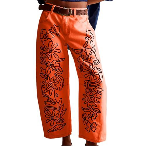Women's Camo Floral Print Casual Straight-Leg Pants