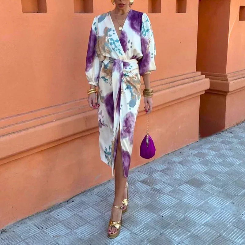 Elegant Printed High-Waist Two-Piece Skirt Set with Collared Top