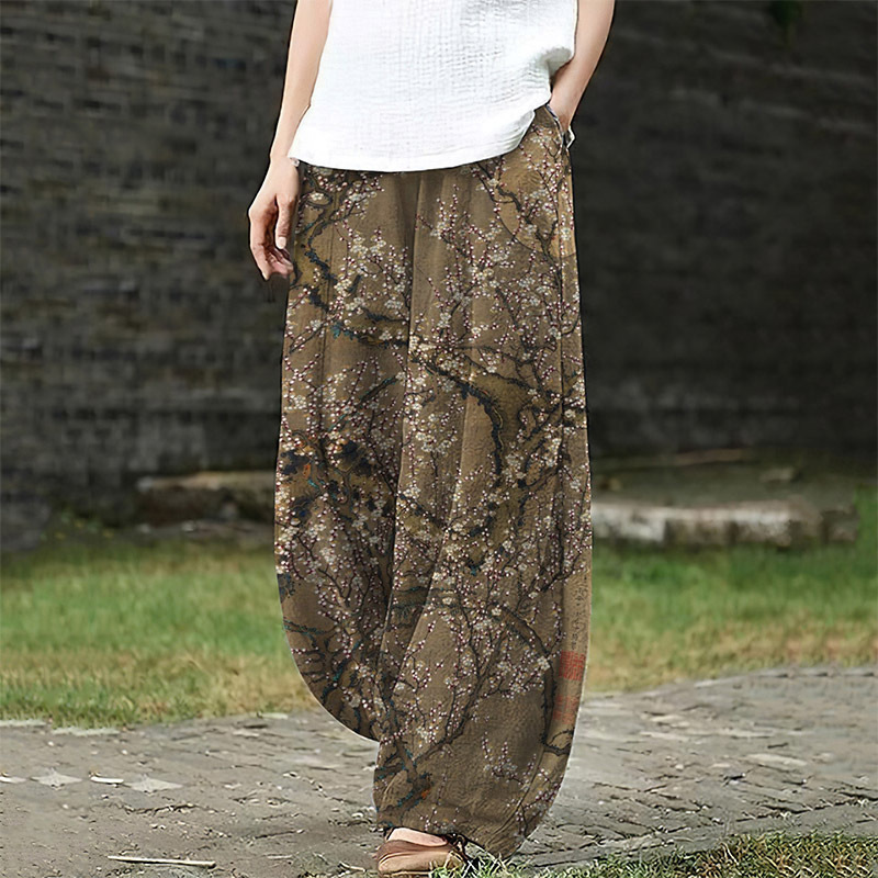 Women's Vintage Floral Print Casual Pants