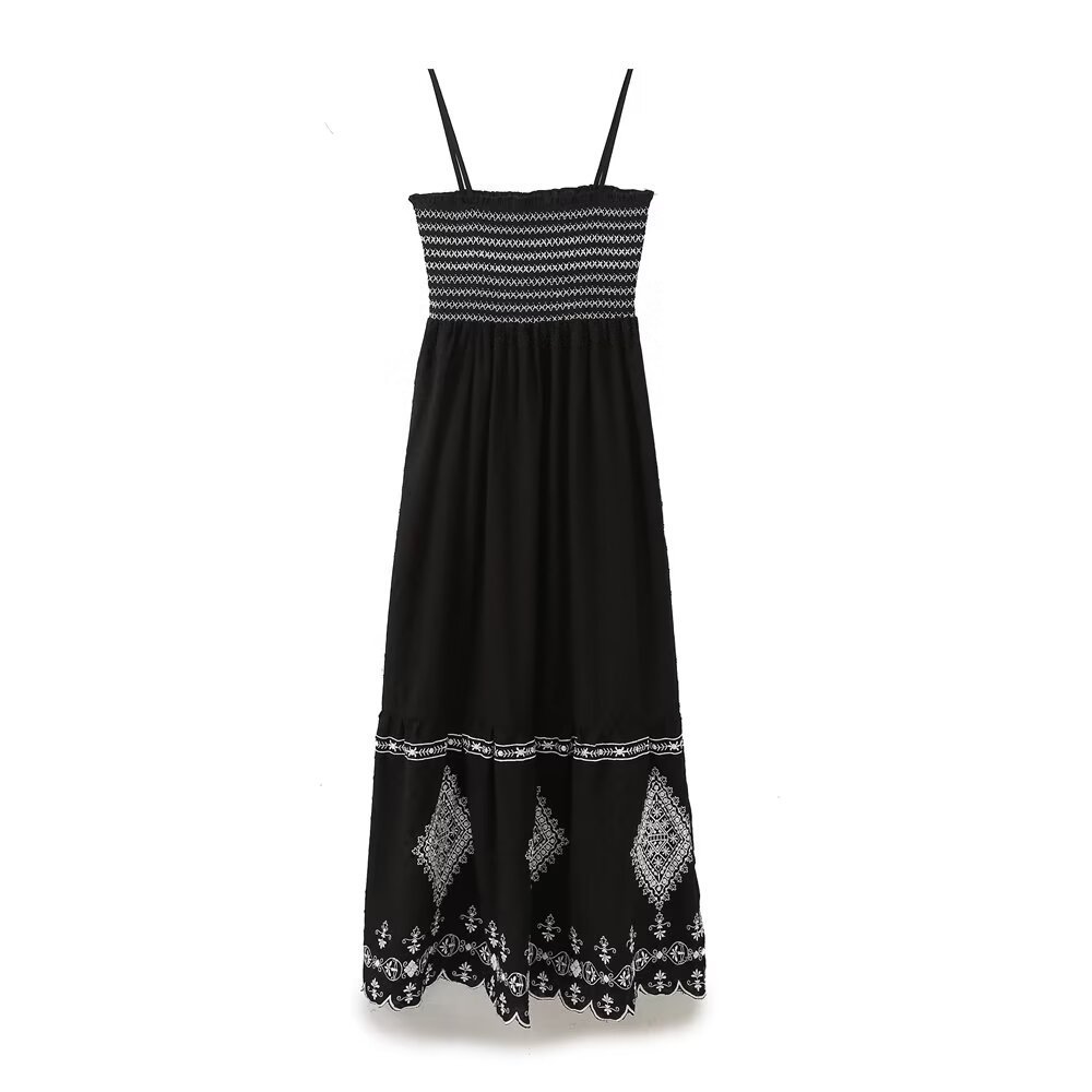 Women's Embroidered Sleeveless Long Dress