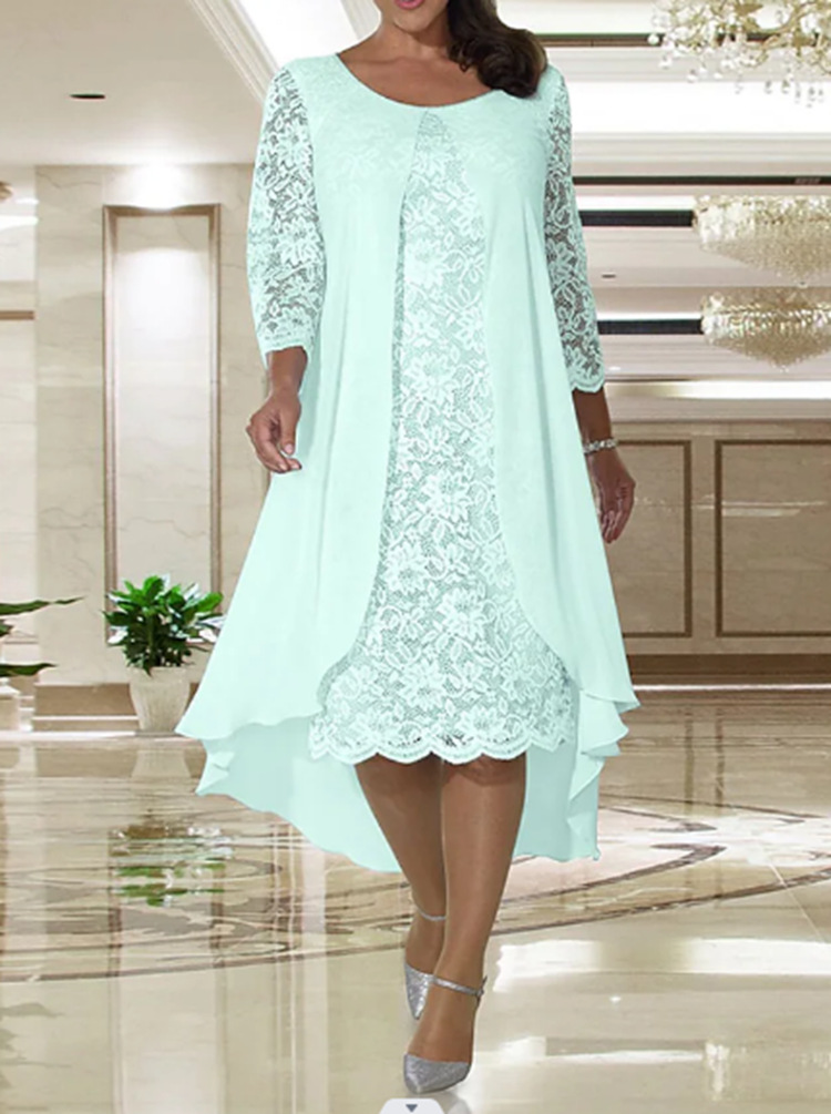 Lace Long Sleeve Chiffon A-Line Bridesmaid Dress