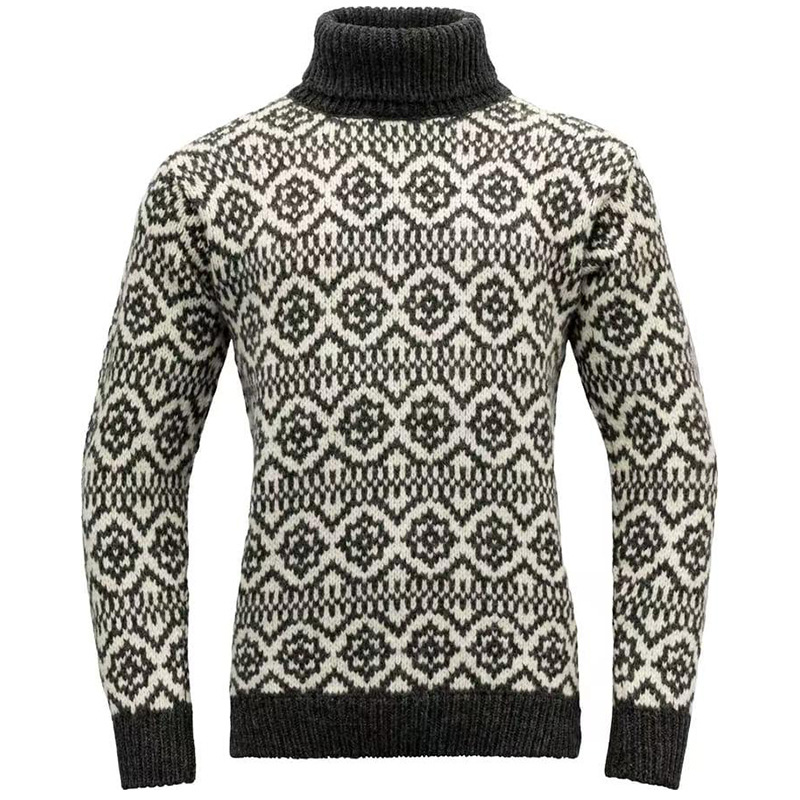 Men's Retro Argyle Turtleneck Sweater Loose Fit Pullover Knit