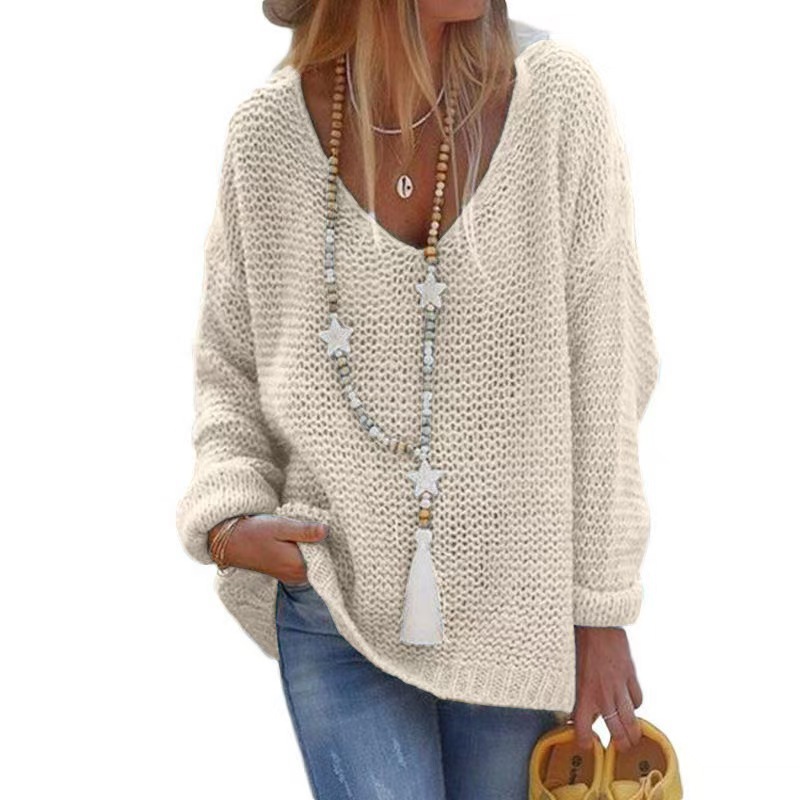 Women's V-Neck Long-Sleeve Knit Sweater