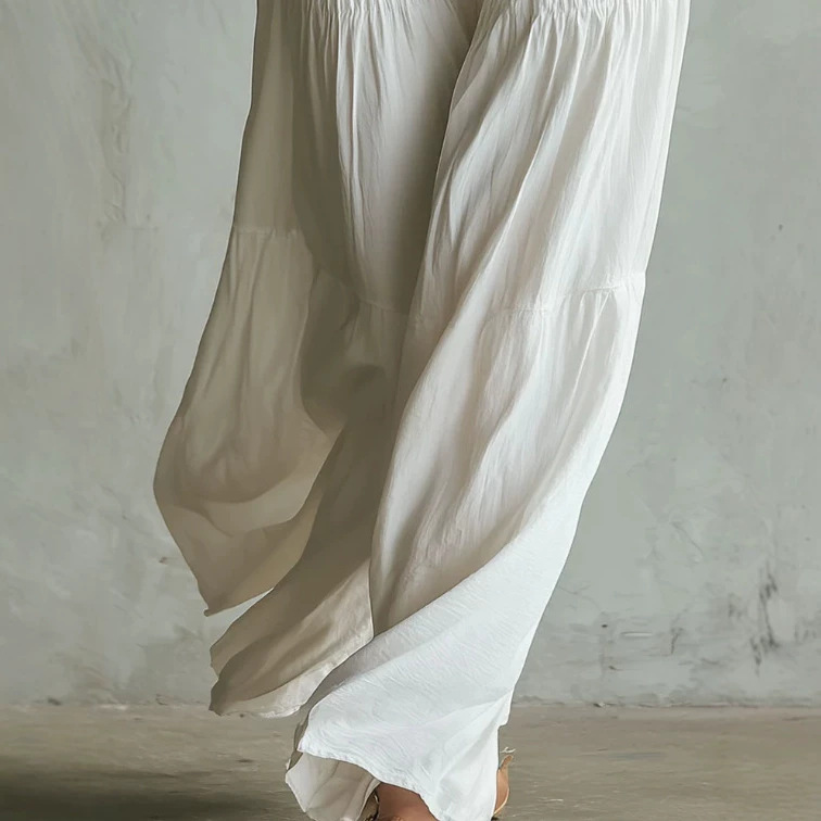 Women's Sleeveless Square Neck Pleated Wide-Leg Jumpsuit
