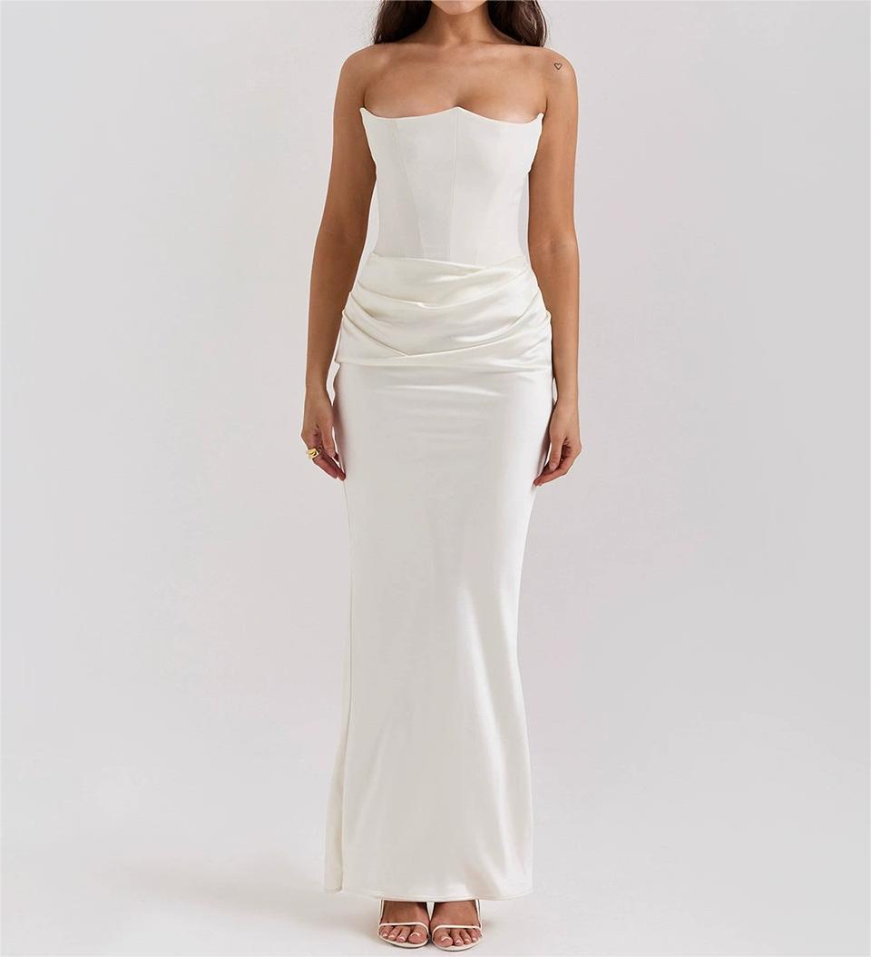Women's Sleeveless Strapless Backless Bodycon Evening Dress