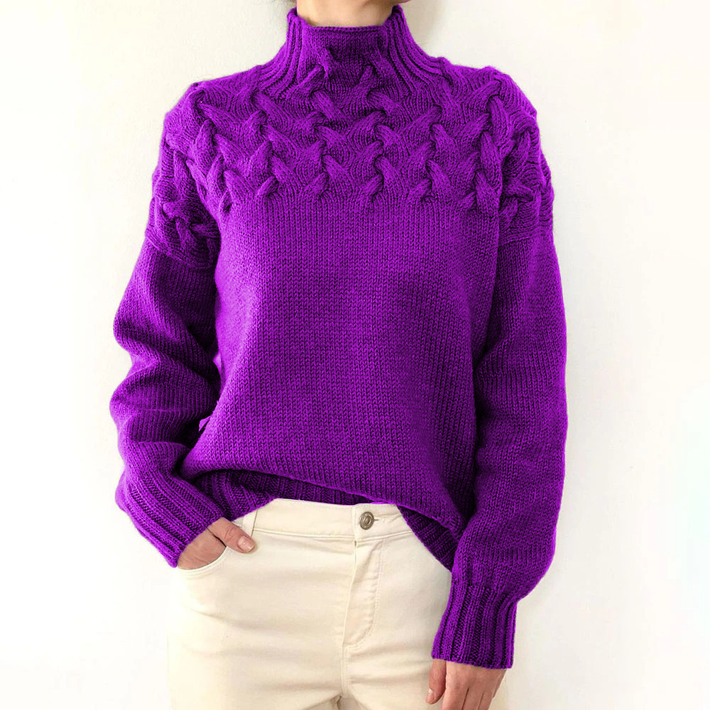 Women's Turtleneck Long Sleeve Sweater Pullover Solid Color