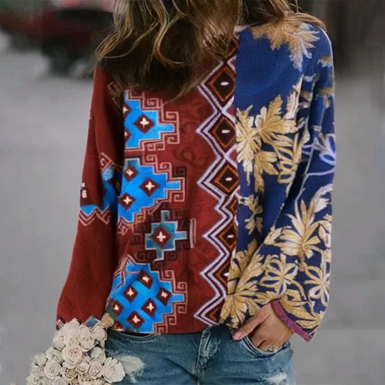 3D Print Women's Sweater Crewneck Pullover Casual Loose Long Sleeve Knit Top