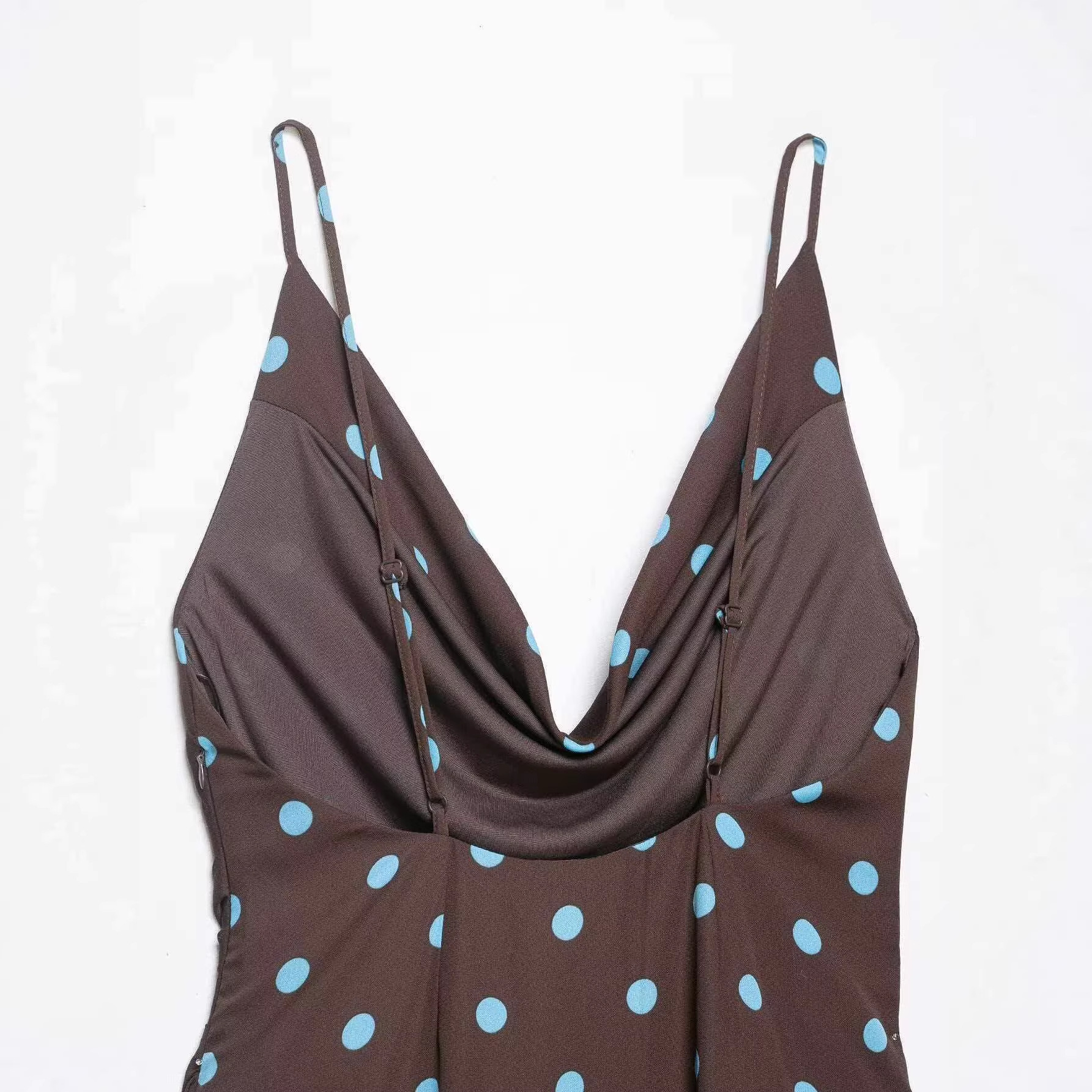 Retro Color-Block Polka Dot Sleeveless Bodycon Dress