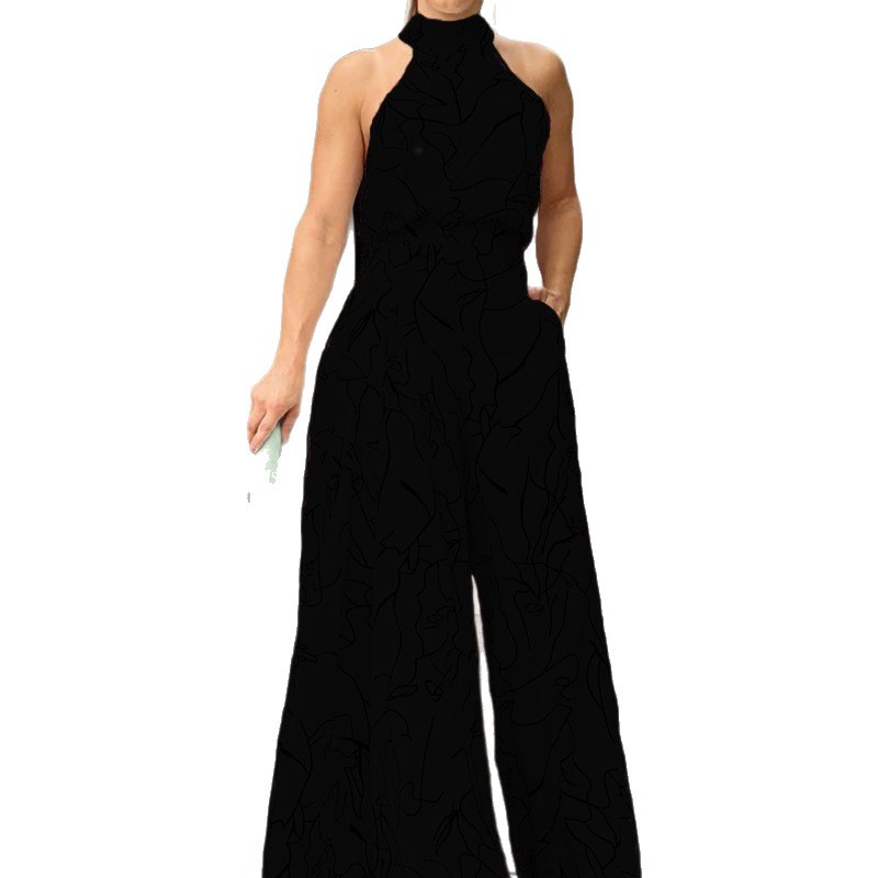 Printed Sleeveless Wide-Leg Jumpsuit