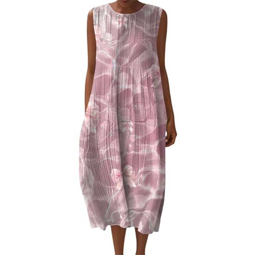 Women's Vintage Floral Print Sleeveless Midi Dress