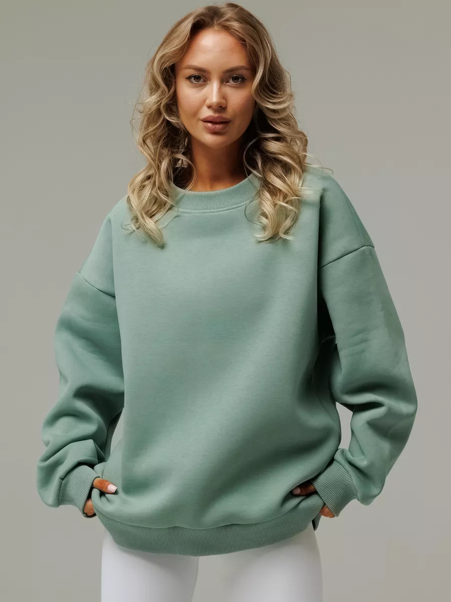Solid Crewneck Loose Pullover Sweatshirt for Women
