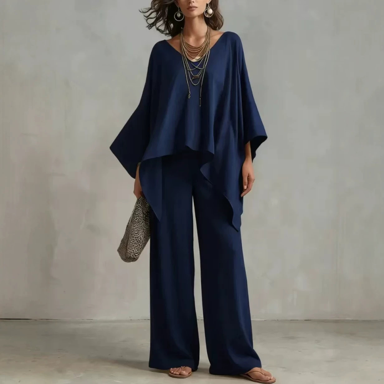 Women's Summer Cotton-Blend Two-Piece Set – Solid Color, Loose Fit, Elegant Casual