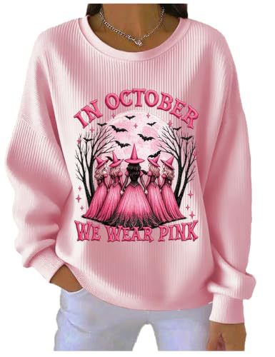 Halloween Bat Witch Print Crewneck Long-Sleeve Pullover Sweatshirt
